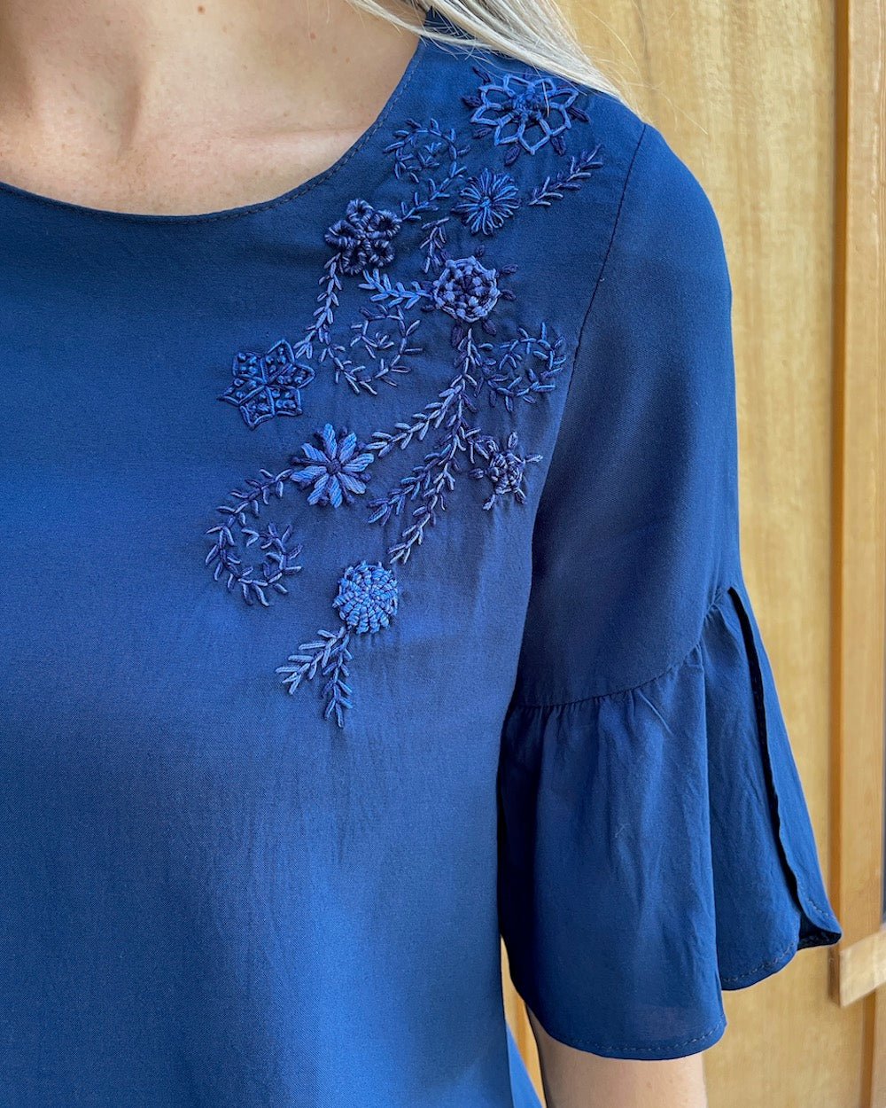 Angelina Navy Blouse - Abrazo Style Shop