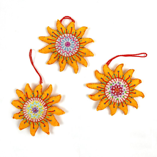 Embroidered Sun Ornaments - Abrazo Style Shop