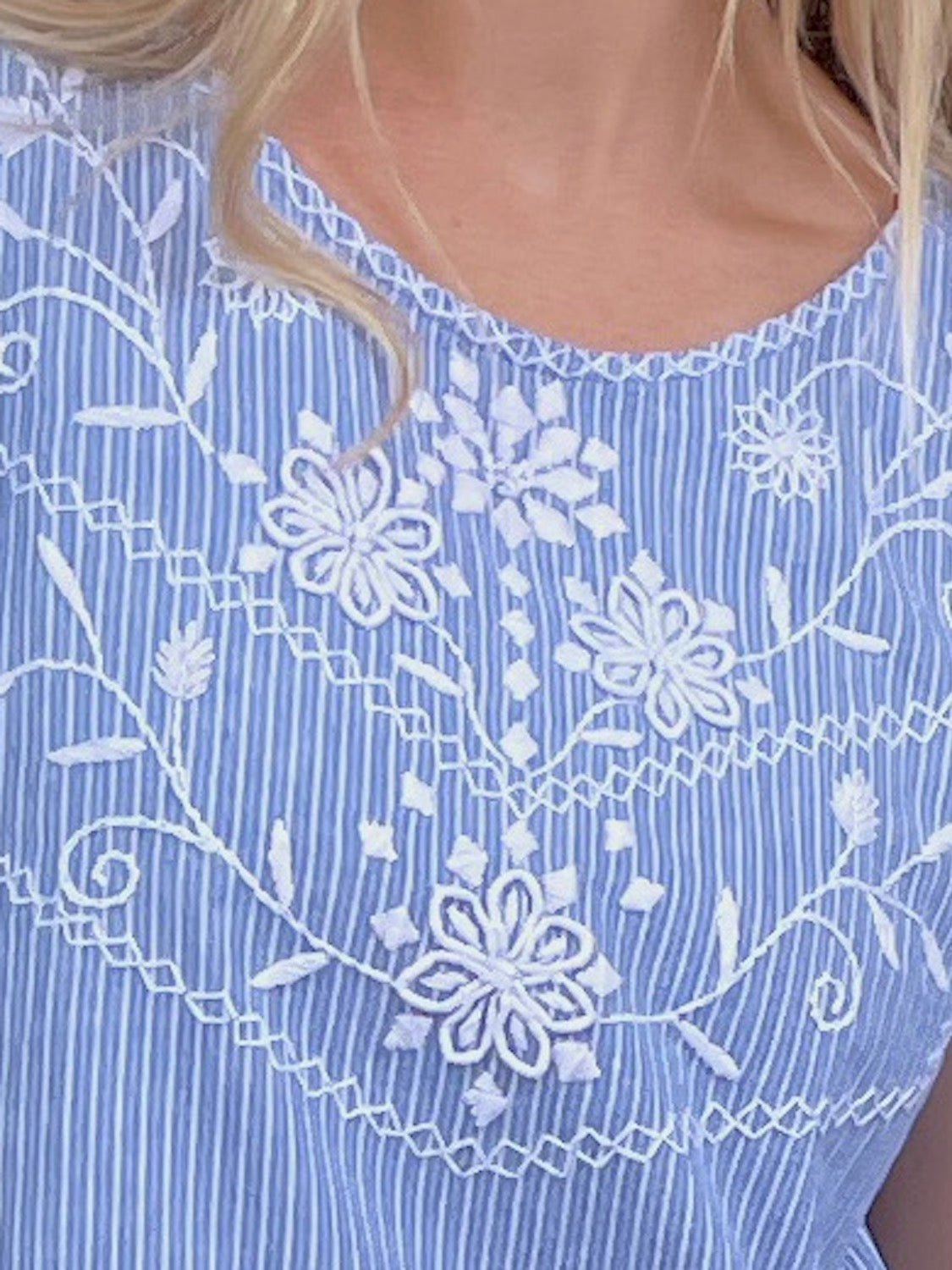 Emma Sky Blue Pinstriped Shift - Abrazo Style Shop