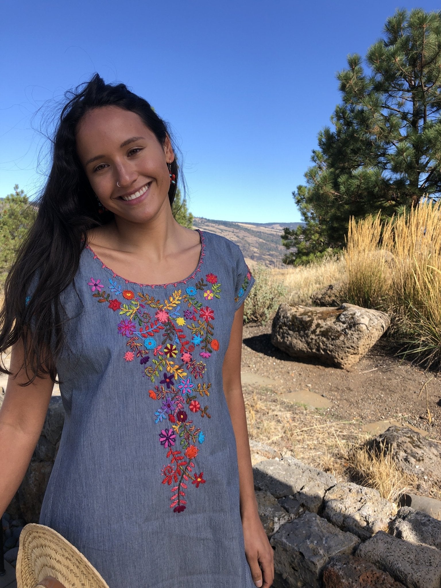 Juana floral denim shift - Abrazo Style Shop