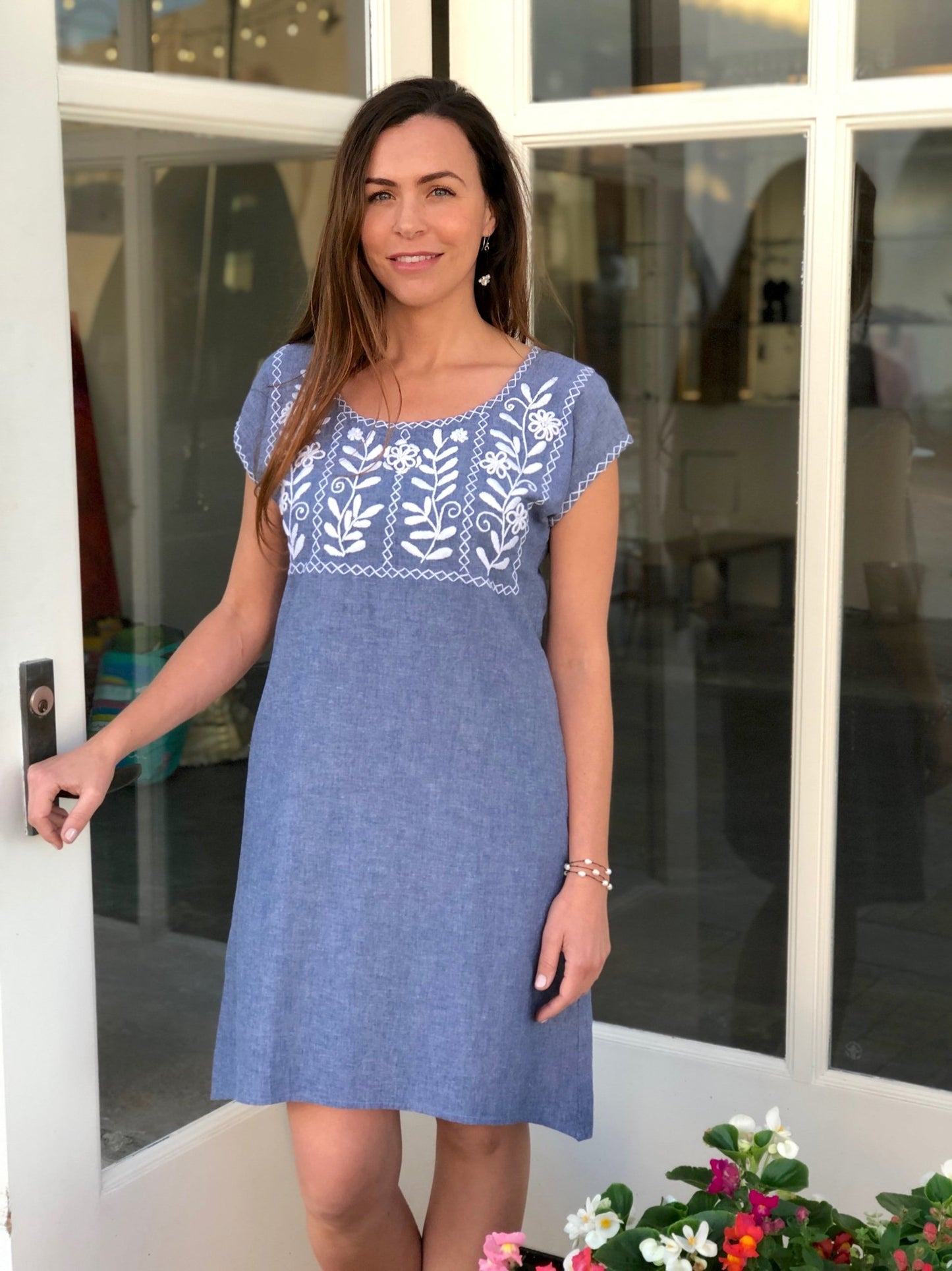 Lilia Blue and White Ivy Dress - Abrazo Style Shop