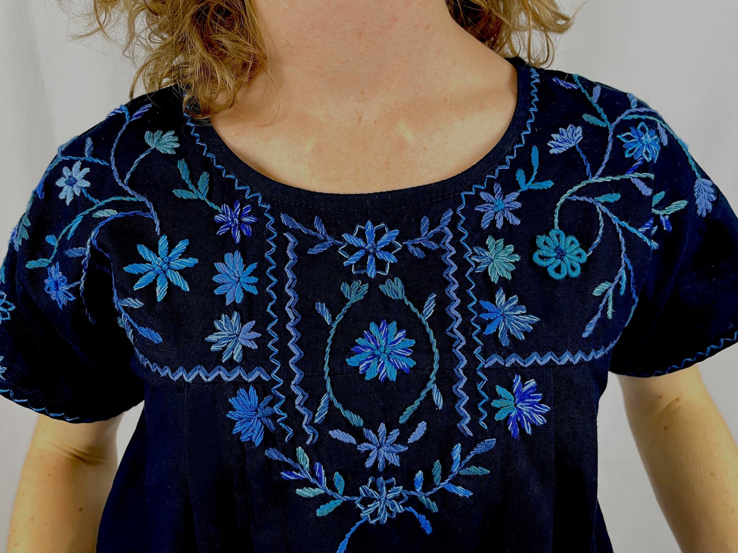 Marina Navy Mexican Blouse - Abrazo Style Shop