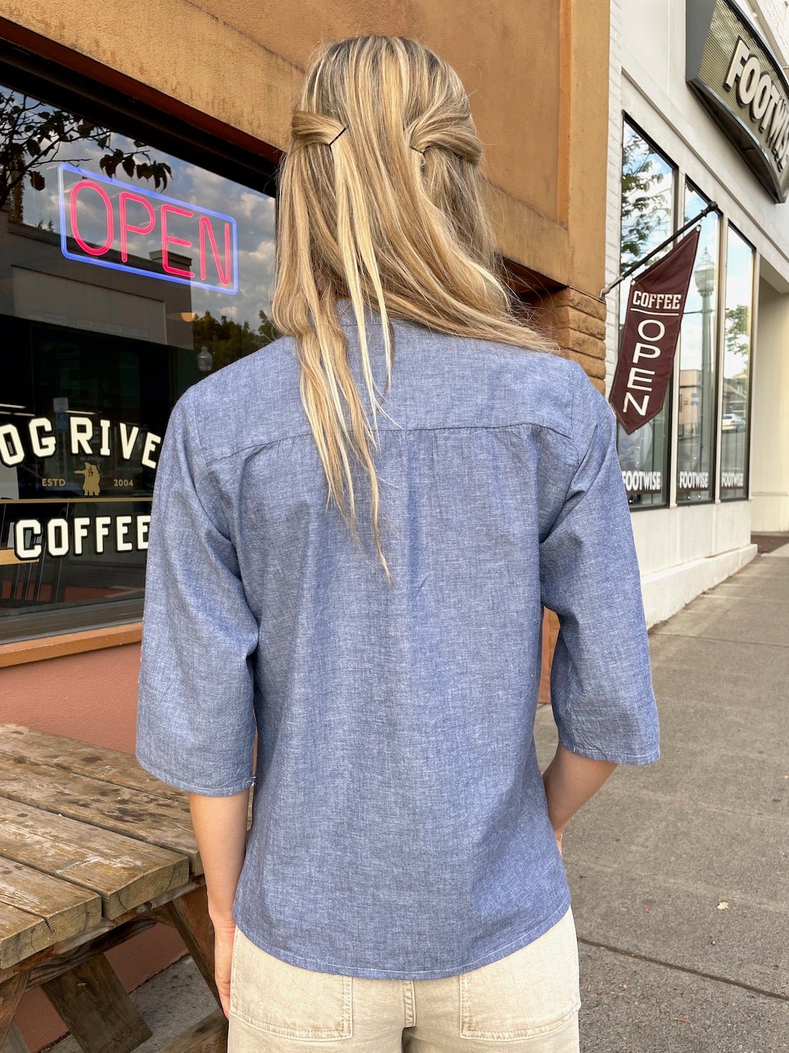 Ramona Chambray Blouse - Abrazo Style Shop