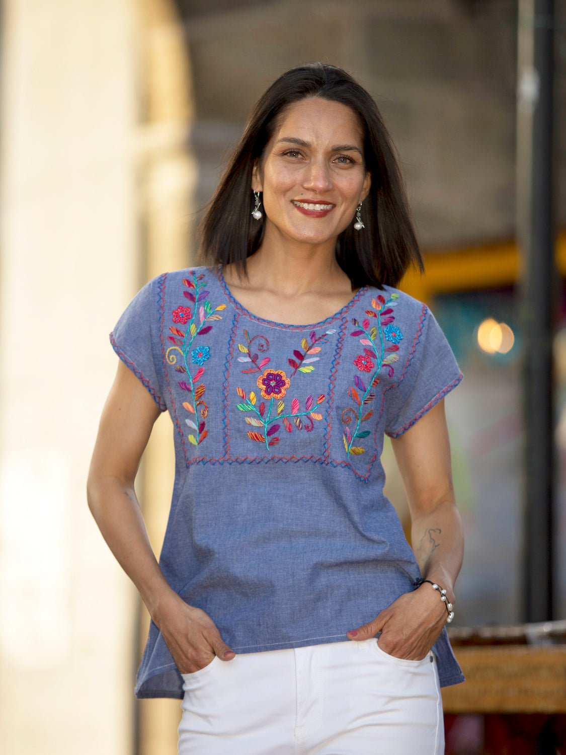 Rococo Multicolor Chambray Tee - Abrazo Style Shop