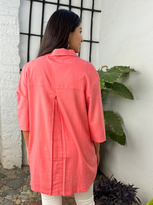 Alicia Tunic in coral - Abrazo Style Shop