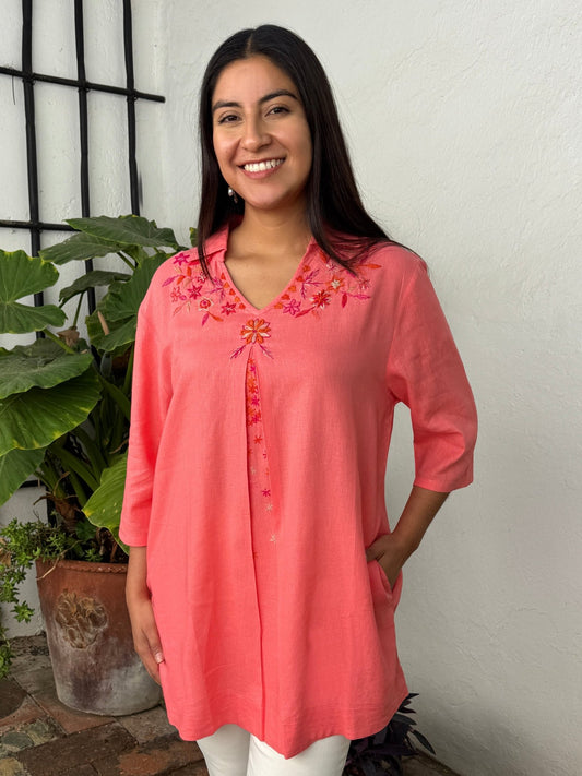 Alicia Tunic in coral - Abrazo Style Shop