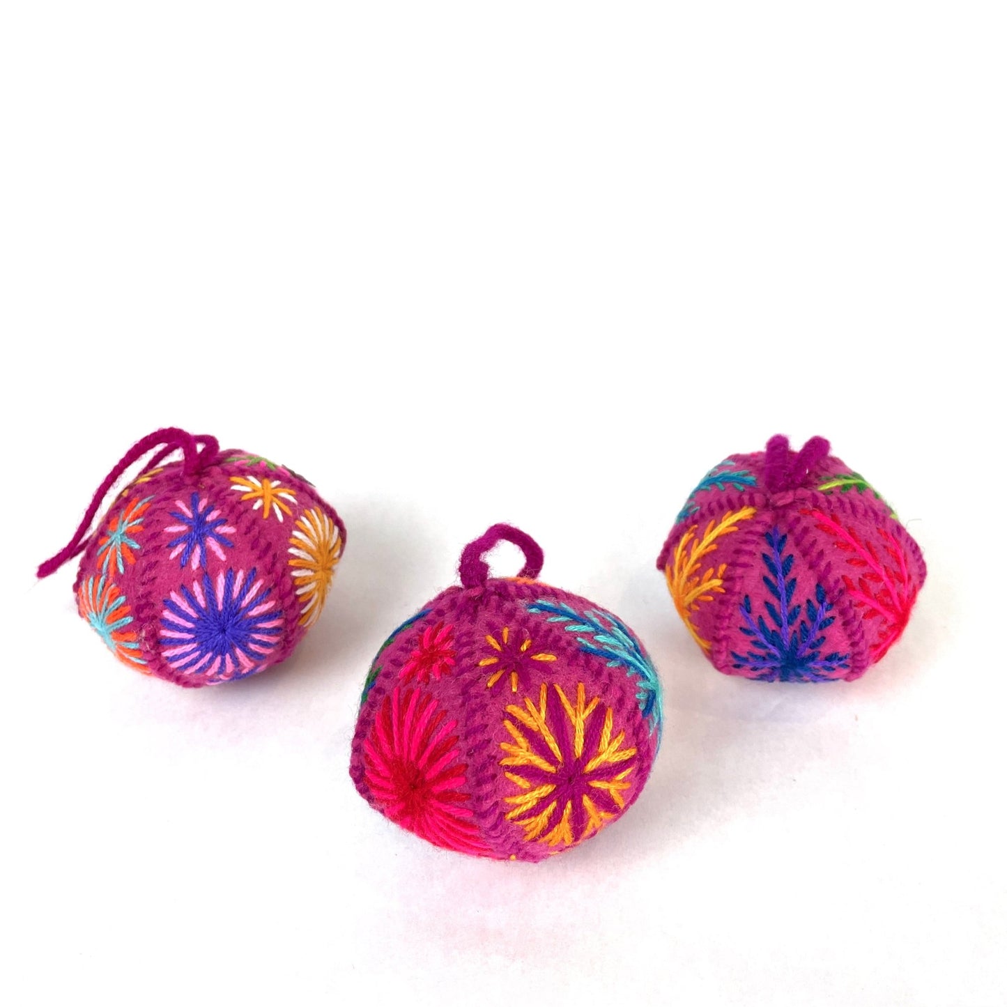 Embroidered Globes - Fuchsia - Abrazo Style Shop