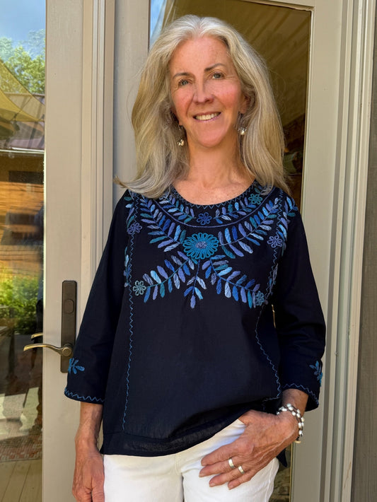 NEW Clavel Indigo Blouse - Abrazo Style Shop