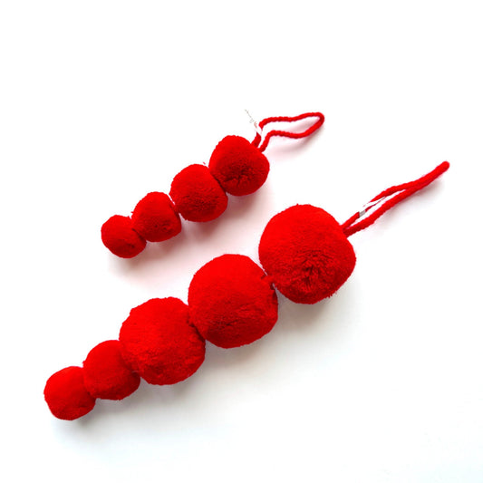 Radiant Red Pompom Ornaments - Abrazo Style Shop