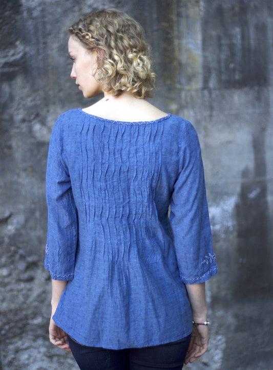 Amara -sapphire tunic blouse - Abrazo Style Shop