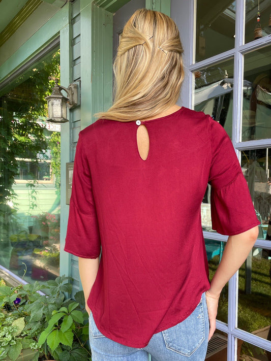 Angelina Claret Blouse - Abrazo Style Shop