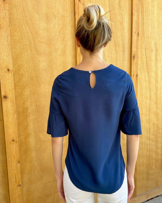 Angelina Navy Blouse - Abrazo Style Shop