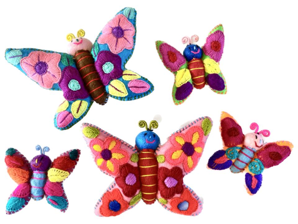 Embroidered Folk Art Butterflies - Abrazo Style Shop