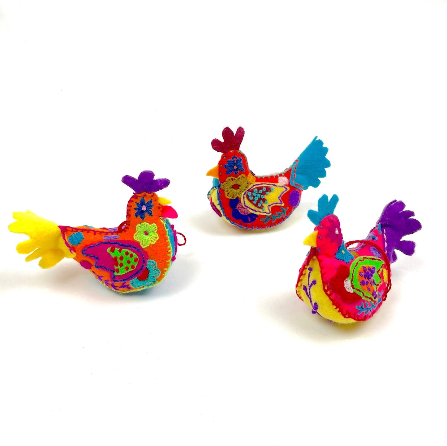 Embroidered Hen Ornaments - Abrazo Style Shop
