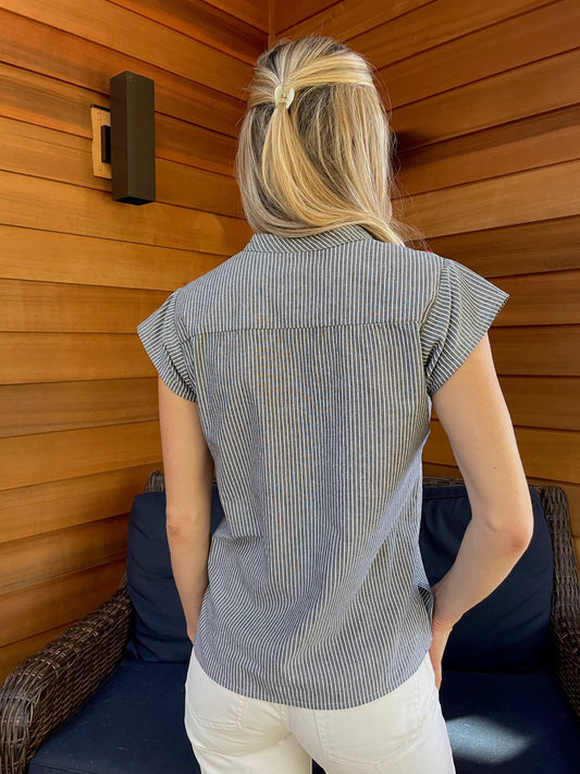 Gianna Blouse in Pinstripe - Abrazo Style Shop