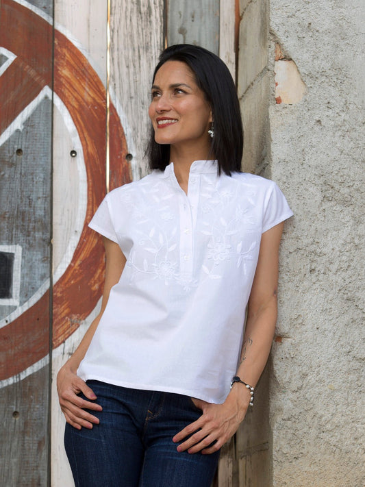 Gianna Blouse in White - Abrazo Style Shop