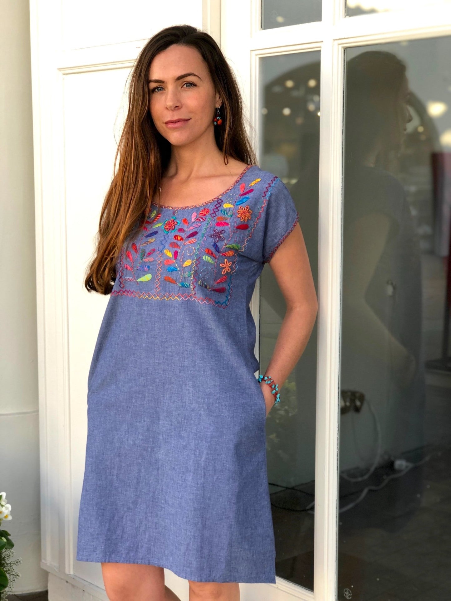 Lilia Multicolor Chambray Dress - Abrazo Style Shop