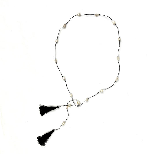 Marita Pearl Lariat Necklace - Abrazo Style Shop