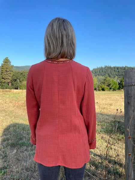 Natalia Floral Tunic - rust - Abrazo Style Shop