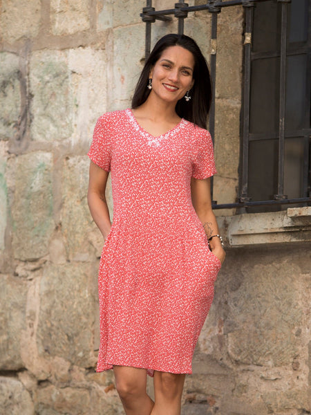 Romina Dress in Coral - Abrazo Style Shop